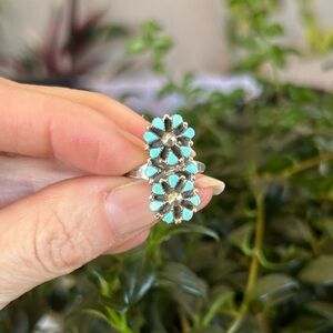Vintage Native American Zuni Sterling Silver and Turquoise Ring